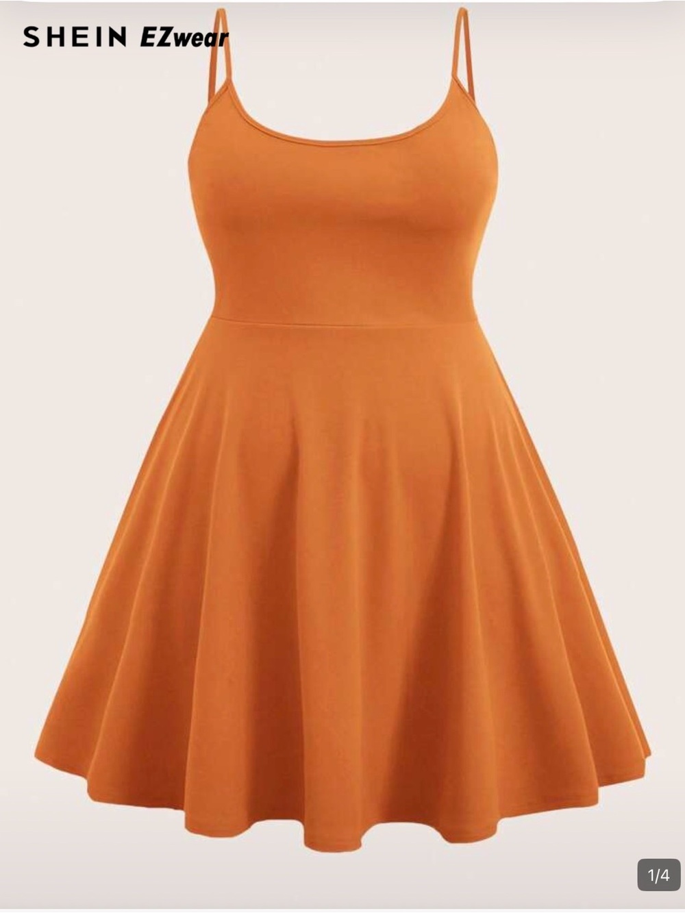 SHEIN EZwear Spaghetti Strap Fit & Flare Dress in Burnt Orange